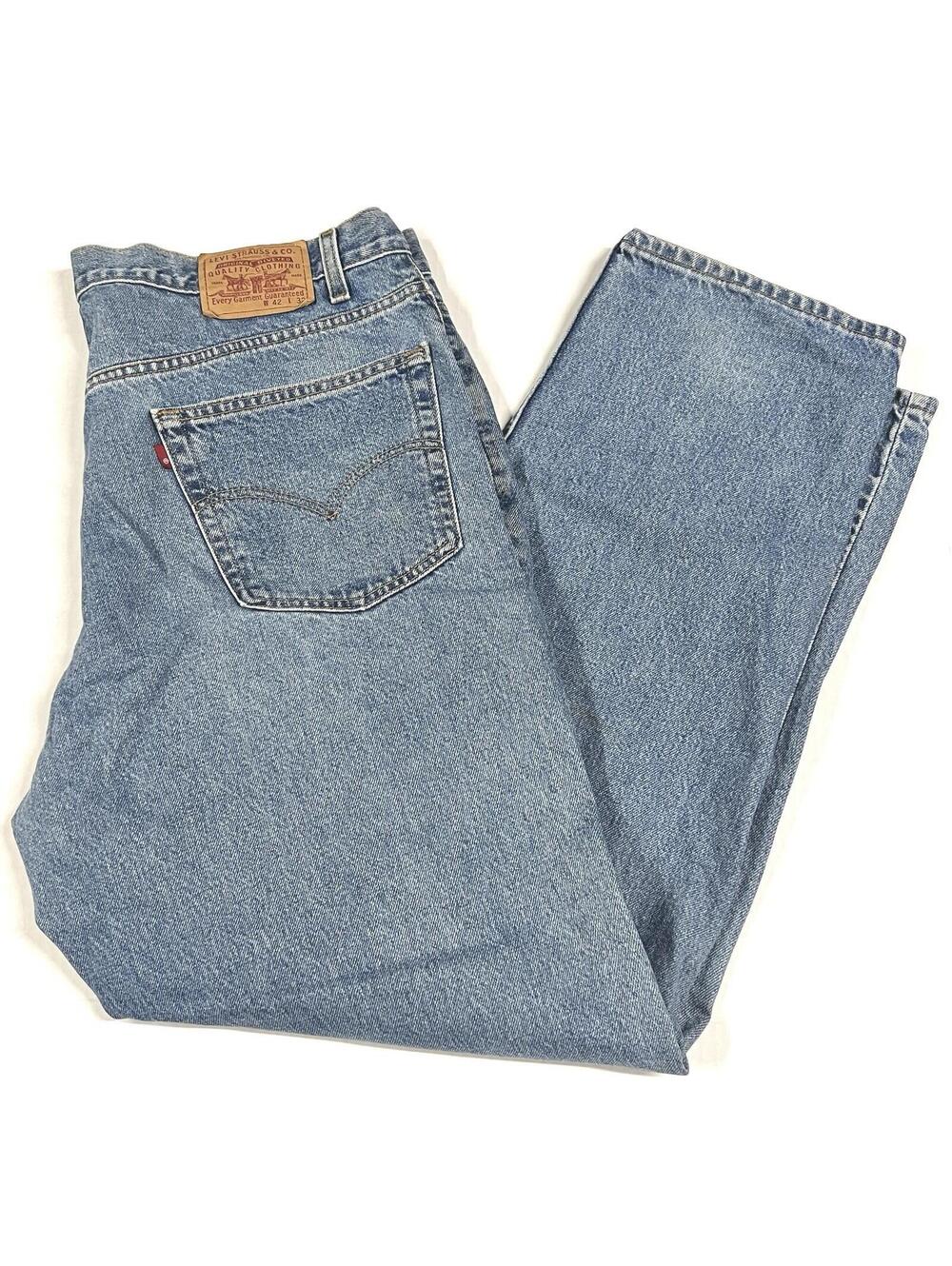 Vintage Levis 468 Jeans Mens 42x32 Light Wash Denim Relaxed Fit Straight Leg Y2K